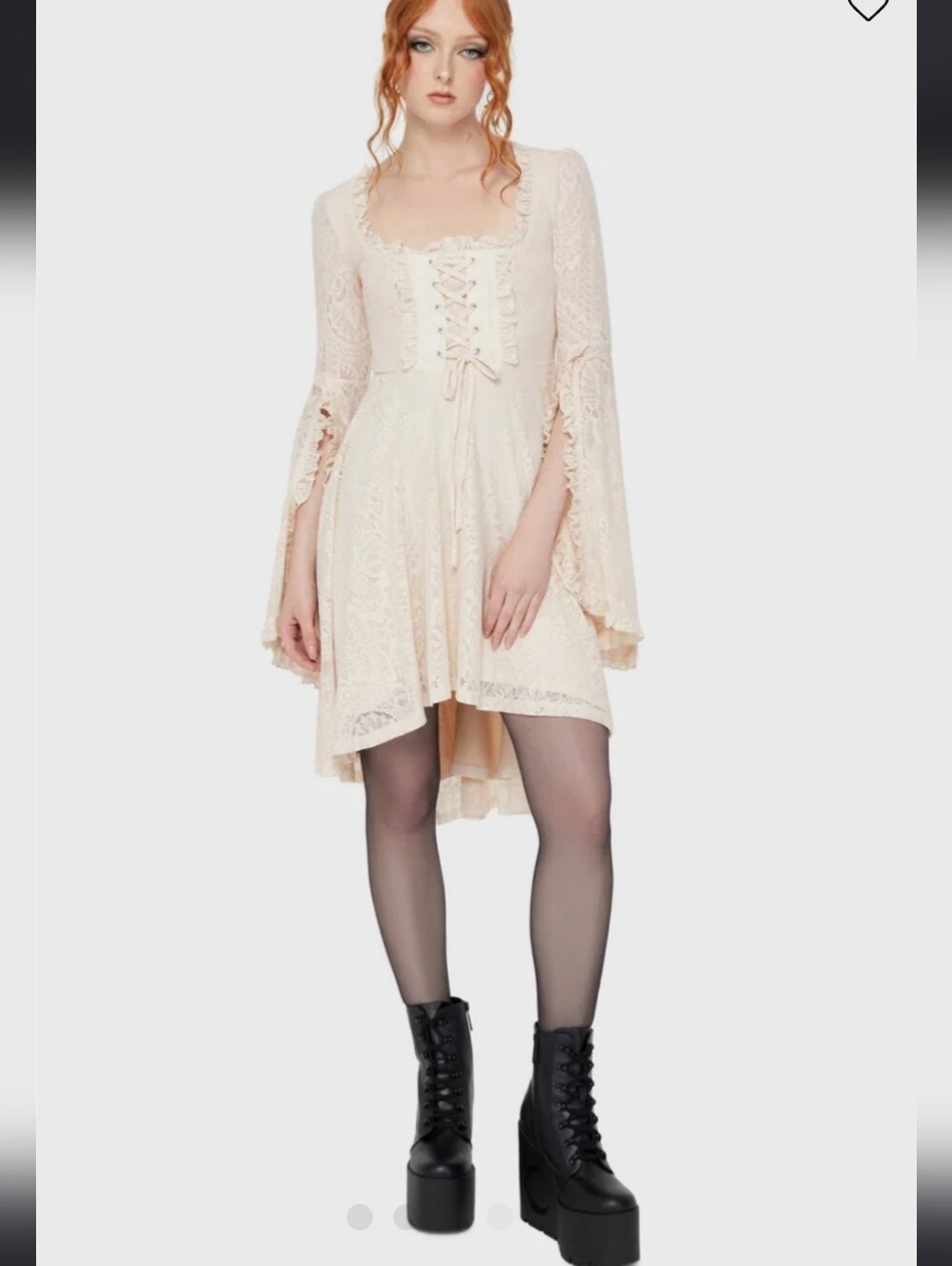Killstar Cream Lace Corset-Front Maxi Dress